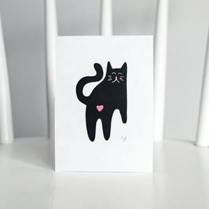 Cat Kiss, Original Lino Print