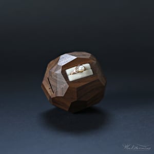 Image of Unique engagement ring box, wooden faceted sculptural ring display by Woodstorming