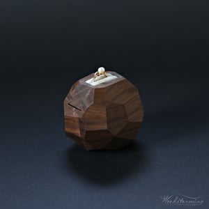 Image of Unique engagement ring box, wooden faceted sculptural ring display by Woodstorming