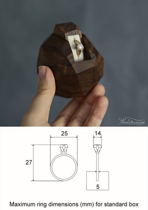 Image of Unique engagement ring box, wooden faceted sculptural ring display by Woodstorming