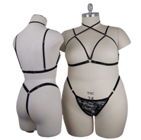 Image 3 of Black Strappy Elastic Chest Harness (Silver)