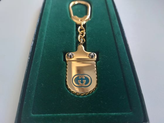 Image of Vintage Gucci gold plated keychain / keyring interlocking  GG