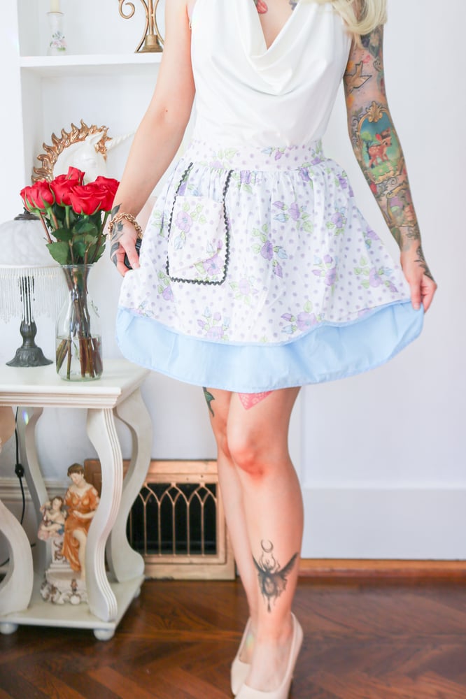 Image of Vintage Handmade Double Sided Floral Apron 