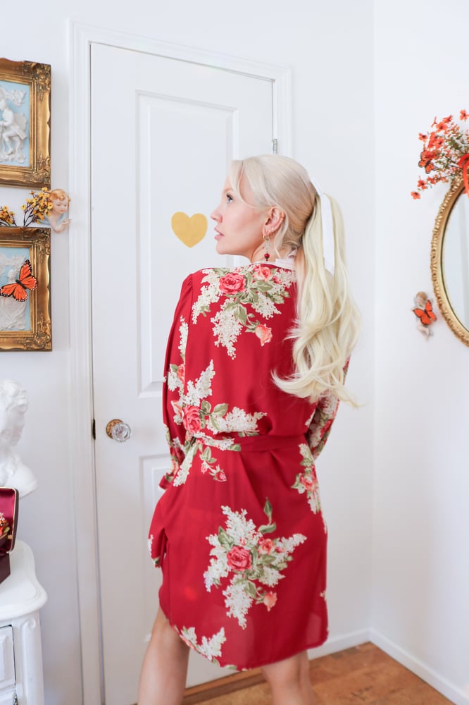 Image of Oscar De La Renta Pink Label Romantic Rose Robe (Large)