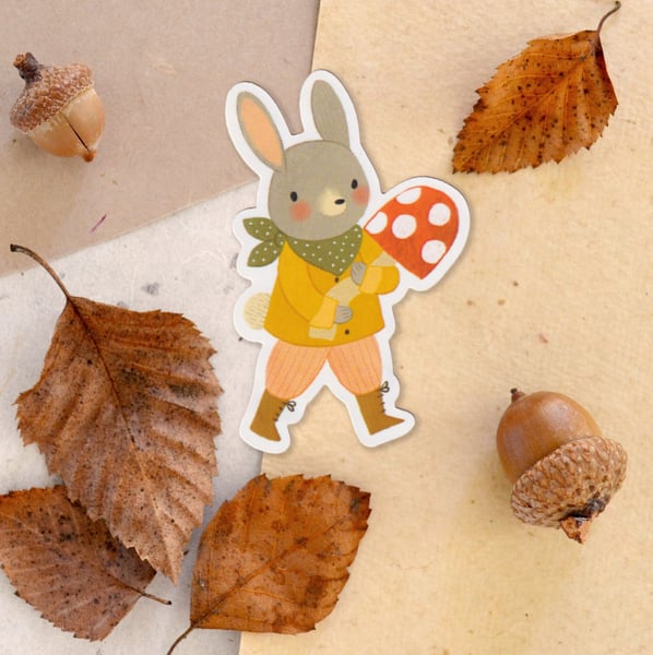 Image of Harvest Bunny & Mushroom Sticker