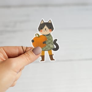 Image of Harvest Kitty & Pumpkin Sticker