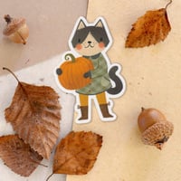 Image 1 of Harvest Kitty & Pumpkin Sticker