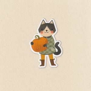 Image of Harvest Kitty & Pumpkin Sticker