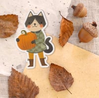 Image 3 of Harvest Kitty & Pumpkin Sticker
