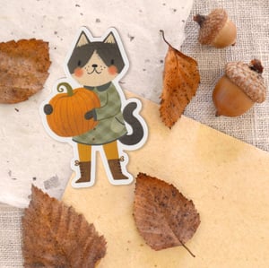 Image of Harvest Kitty & Pumpkin Sticker