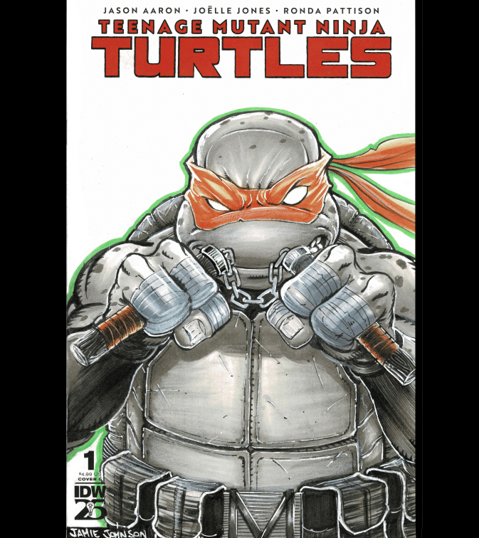 TMNT #1 blank Mikey Sketch Cover with bonus signed Issue 2 (Mikey) variant