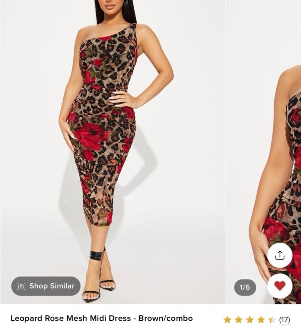 Leopard Rose Dress (Size 1XL)