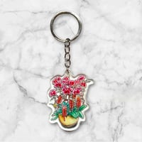 Image 2 of Pink Orchids Keyring