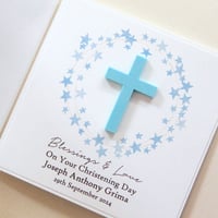 Image 1 of Boy Personalised Card. Christening Card. Baptism Card. First Holy Communion Card. Confirmation Card
