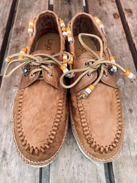 Image 1 of Lagoa full grain brown cow leather deck espadrilles shoes 