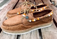 Image 3 of Lagoa full grain brown cow leather deck espadrilles shoes 