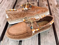 Image 8 of Lagoa full grain brown cow leather deck espadrilles shoes 