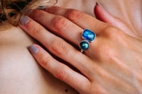 Freshwater pearl and kyanite  ring