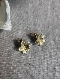 Image 1 of Stainless Steel Small Flower Earrings Gold