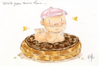 Image 1 of Wish You Were Here- Caramel Roll 1/1 Postcard Painting