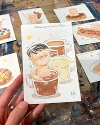 Image 3 of Wish You Were Here- Flight of Drinking Chocolate 1/1 Postcard Painting