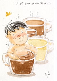 Image 1 of Wish You Were Here- Flight of Drinking Chocolate 1/1 Postcard Painting