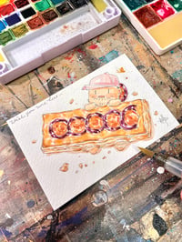 Image 3 of Wish You Were Here- Glazed Plums Puff Pastry 1/1 Postcard Painting