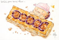 Image 1 of Wish You Were Here- Glazed Plums Puff Pastry 1/1 Postcard Painting