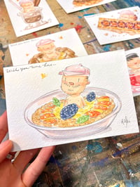 Image 3 of Wish You Were Here- Sweet Oatmeal with Fruit 1/1 Postcard Painting