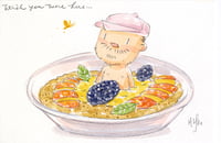 Image 1 of Wish You Were Here- Sweet Oatmeal with Fruit 1/1 Postcard Painting