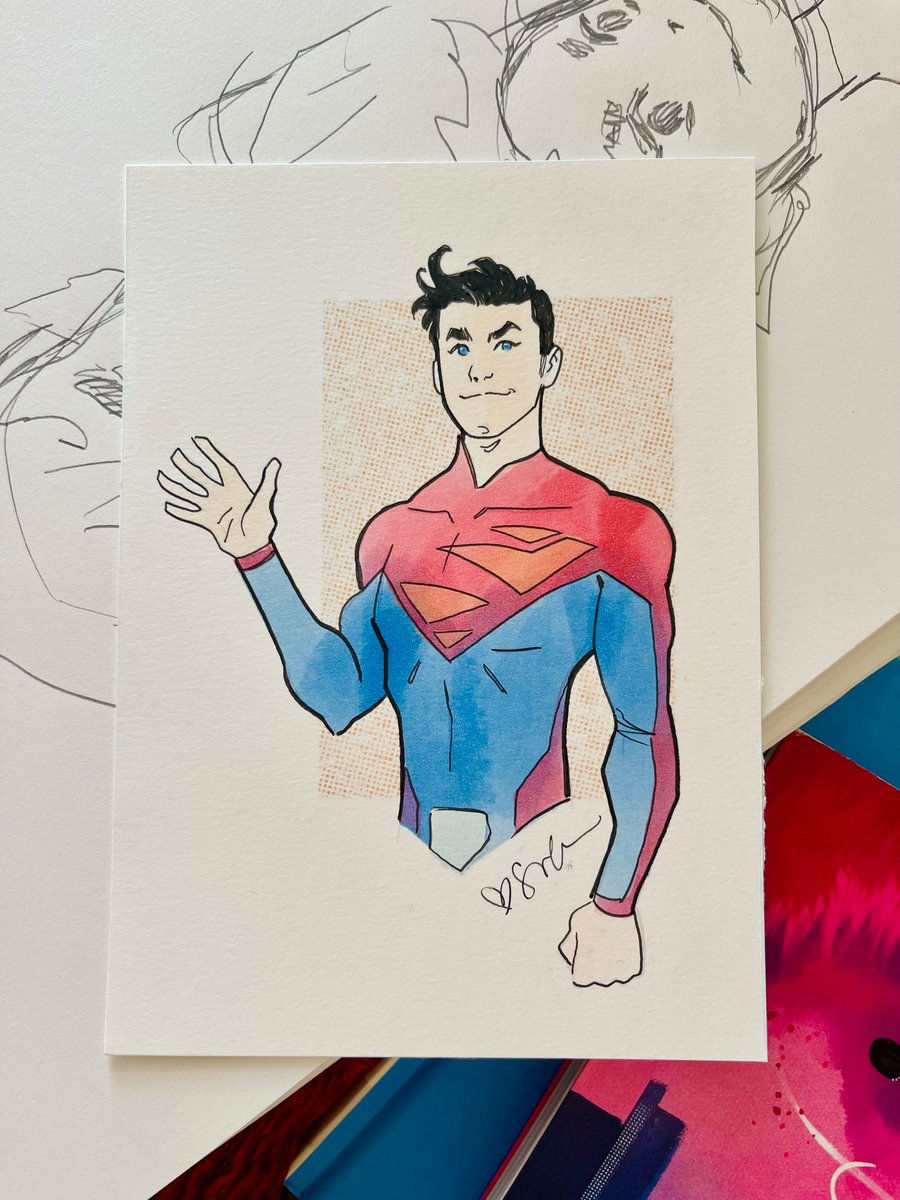 Image of Jon Kent drawing + original sketch