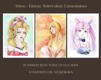 Image 1 of Watercolor Fantasy character Commission, anime watercolor commission 