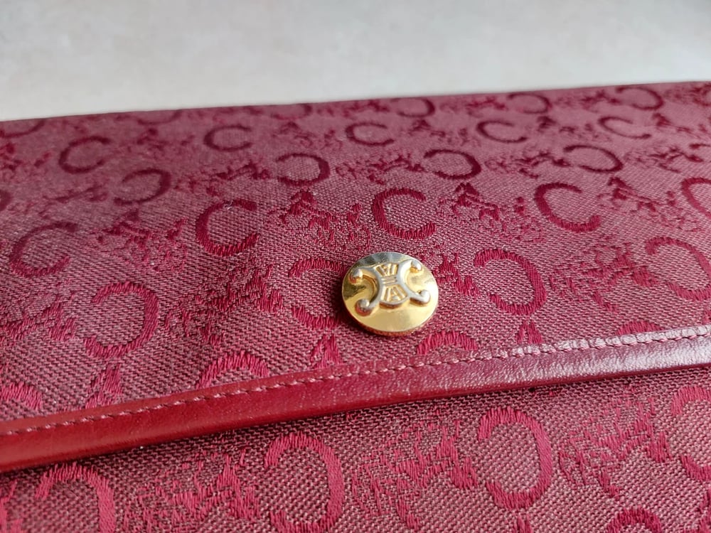 Image of Vintage Céline Bordeaux canvas clutch bag