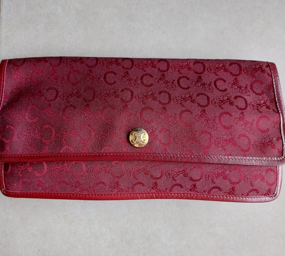 Image of Vintage Céline Bordeaux canvas clutch bag