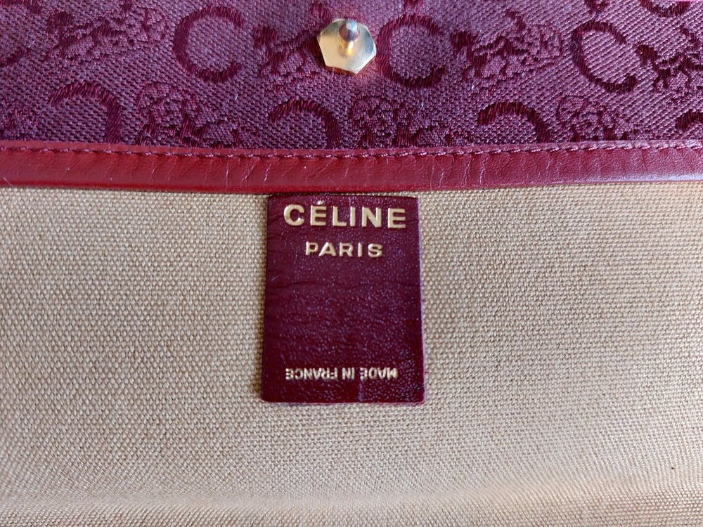 Image of Vintage Céline Bordeaux canvas clutch bag