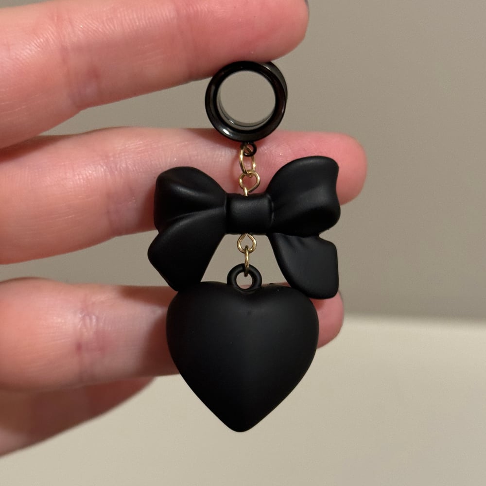 Image of Black Heart Bow Tunnel Dangles (sizes 2g-2")