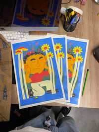 Hongos y Flores risograph