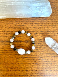 Image 1 of Rose Quartz, Pyrite, & Tigers Eye Bracelet