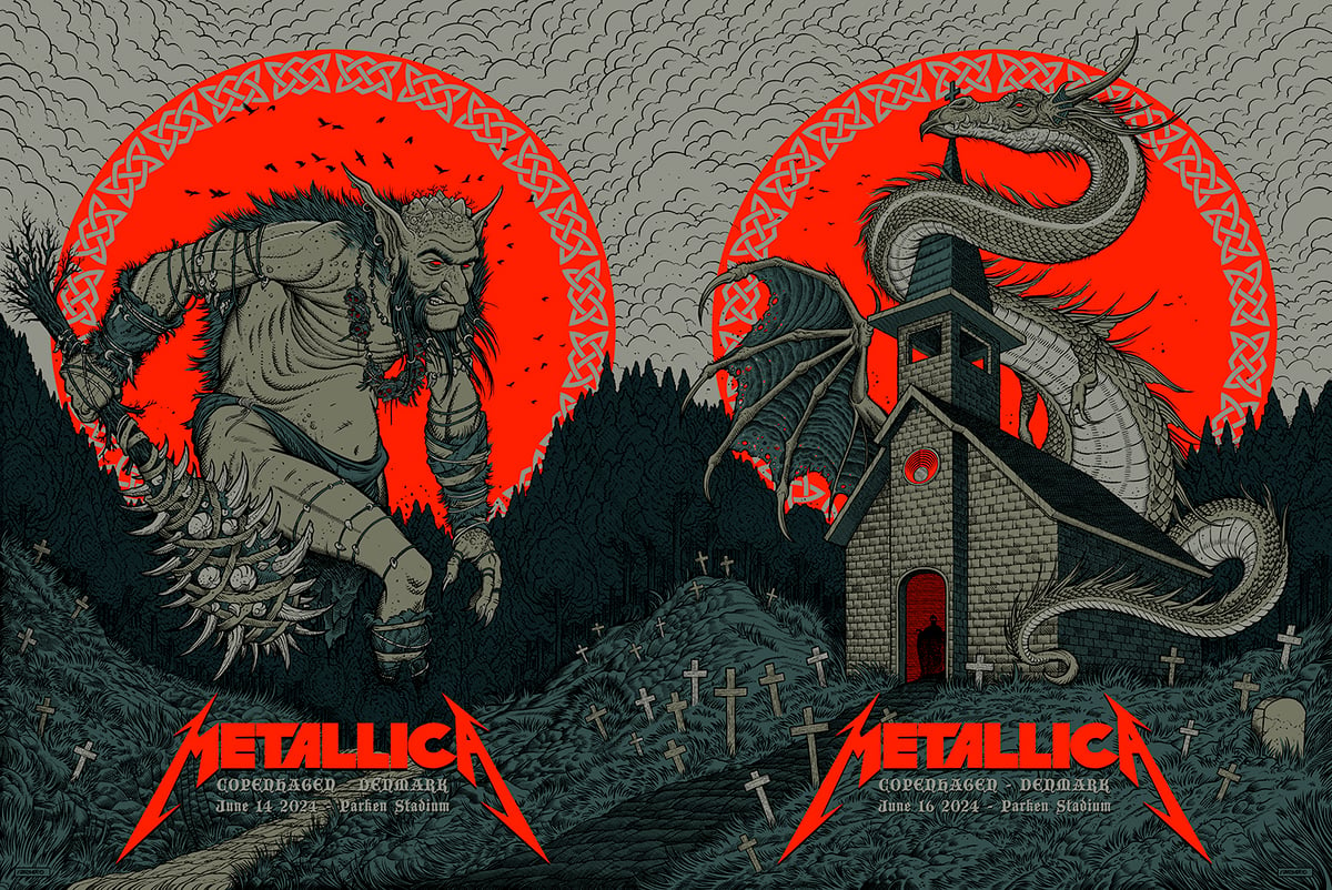 Image of Metallica "Copenhagen" 2024 Tour Set (2 prints) - Matching Numbers