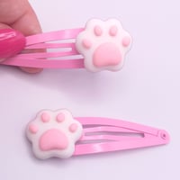 Image 1 of Pink Cat Paw Hair Clips 2pc set