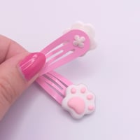 Image 2 of Pink Cat Paw Hair Clips 2pc set