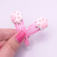 Image 3 of Pink Cat Paw Hair Clips 2pc set