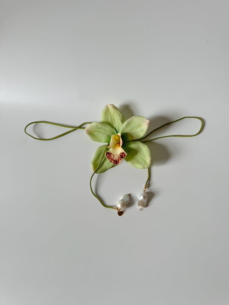 Image of green cymbidium orchid choker