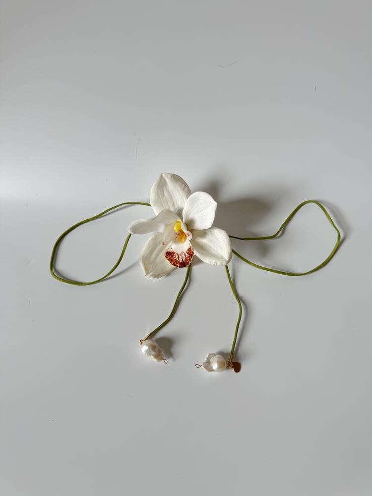 Image of white cymbidium orchid choker