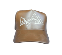 Image 1 of Currency Crew Brown Leather Mesh Trucker Hat