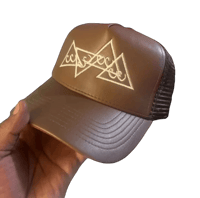 Image 3 of Currency Crew Brown Leather Mesh Trucker Hat