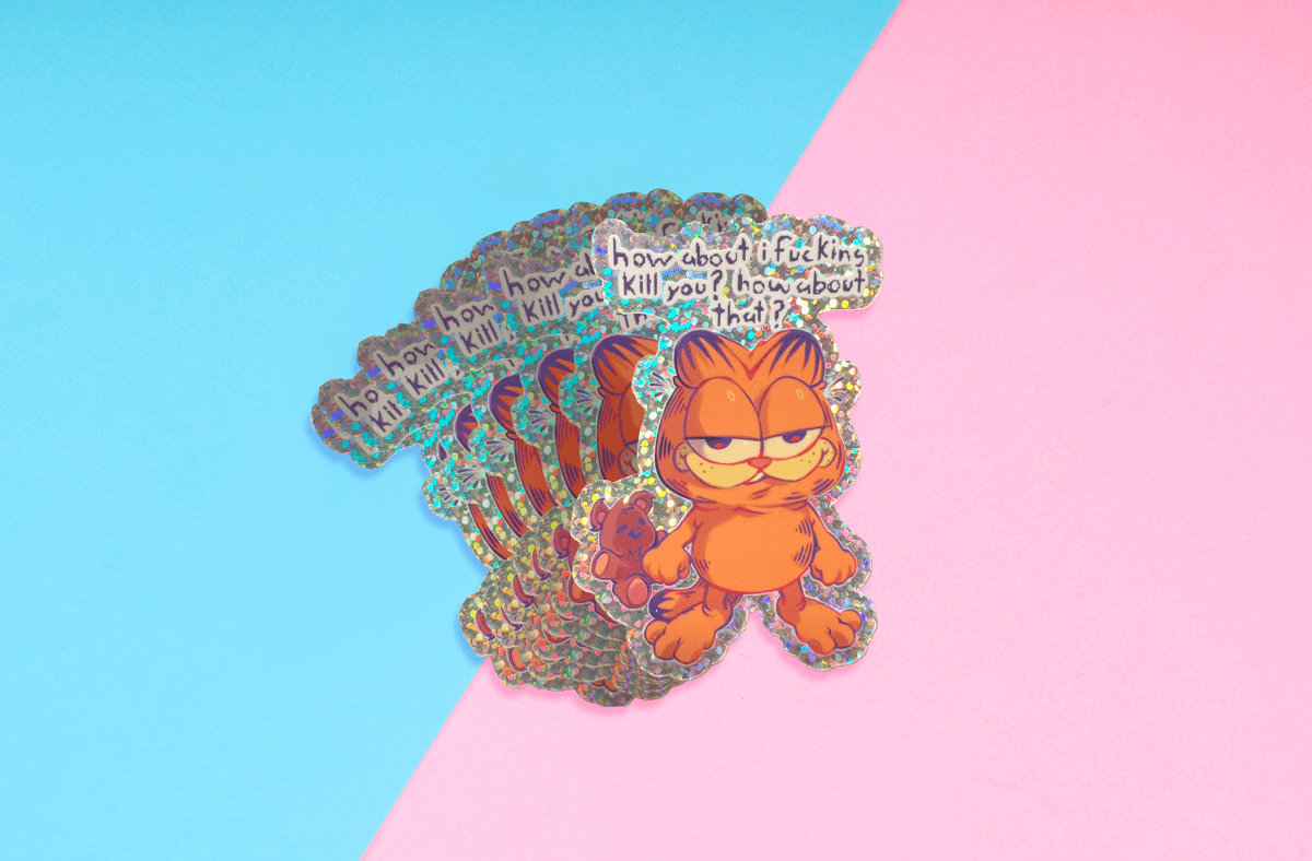 Garfield Sticker Glittery Laptop Decal | Ura's Art Shop