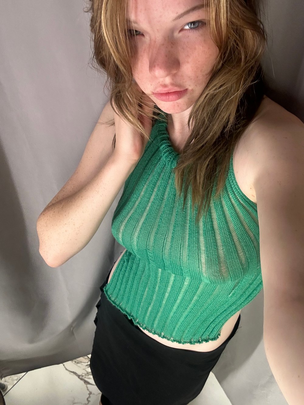  Merino backless top green