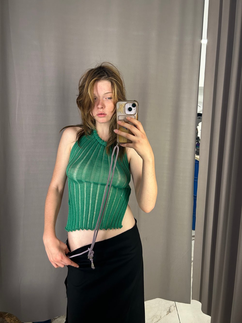  Merino backless top green