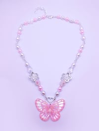 Image 3 of Pink Butterfly Fairy Necklace